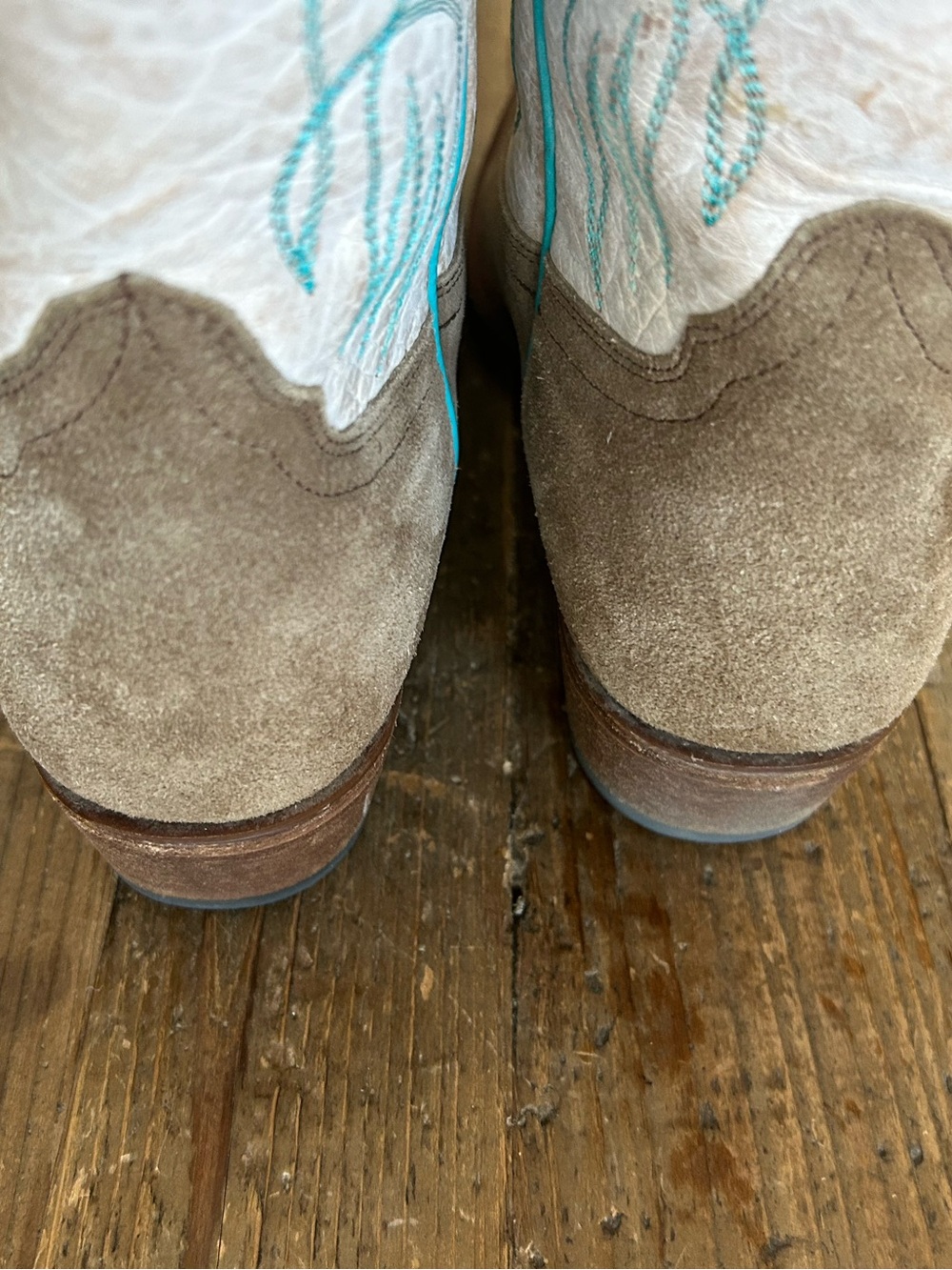 Macie Bean Boots Women's Taupe Suede Western Cowboy Boots with Embroidered Shaft - Picture 9 of 9